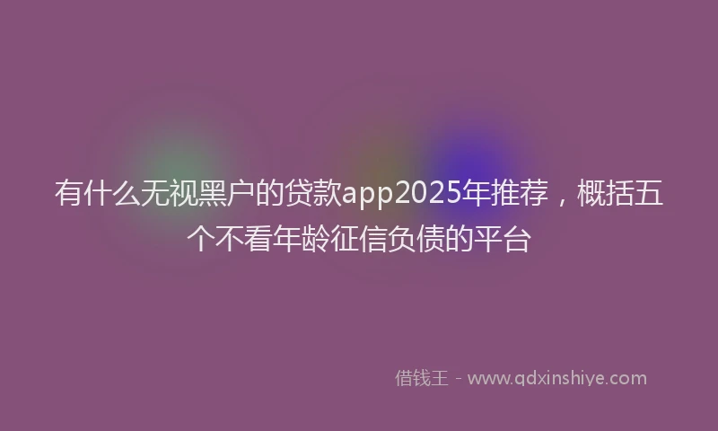 有什么无视黑户的贷款app2025年推荐，概括五个不看年龄征信负债的平台