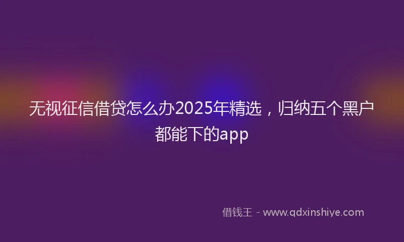 无视征信借贷怎么办2025年精选，归纳五个黑户都能下的app