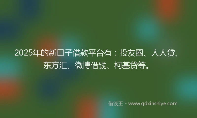 2025年的新口子借款平台有：投友圈、人人贷、东方汇、微博借钱、柯基贷等。