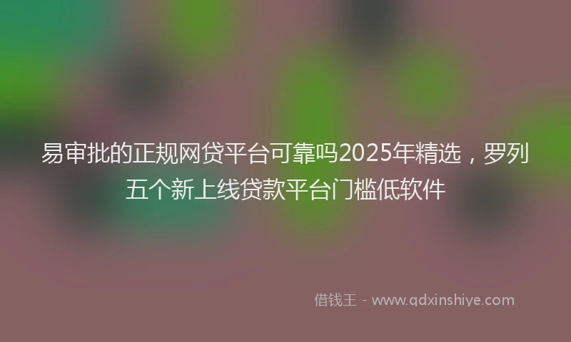易审批的正规网贷平台可靠吗2025年精选，罗列五个新上线贷款平台门槛低软件