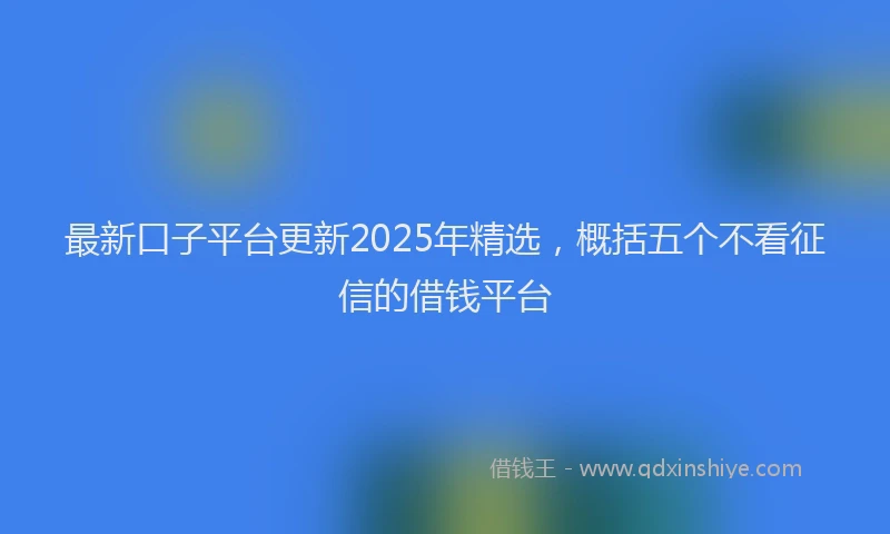 最新口子平台更新2025年精选，概括五个不看征信的借钱平台