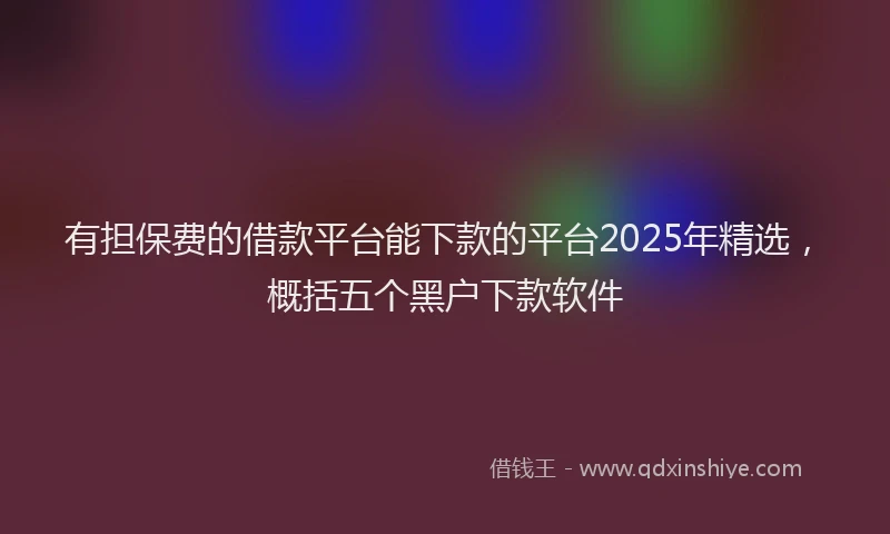有担保费的借款平台能下款的平台2025年精选，概括五个黑户下款软件