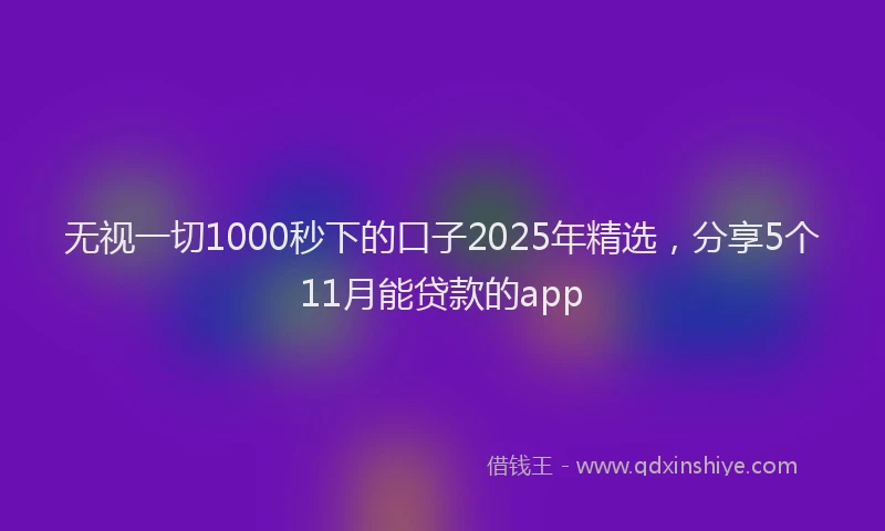 无视一切1000秒下的口子2025年精选，分享5个11月能贷款的app