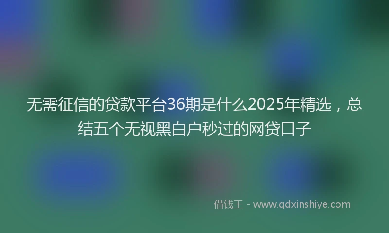 无需征信的贷款平台36期是什么2025年精选，总结五个无视黑白户秒过的网贷口子