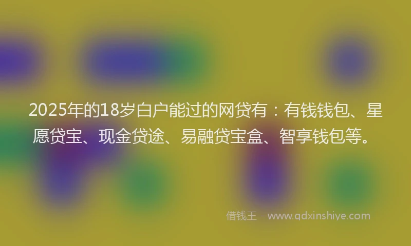 2025年的18岁白户能过的网贷有：有钱钱包、星愿贷宝、现金贷途、易融贷宝盒、智享钱包等。