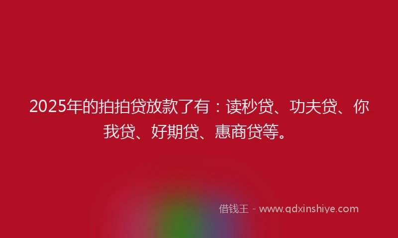 2025年的拍拍贷放款了有：读秒贷、功夫贷、你我贷、好期贷、惠商贷等。