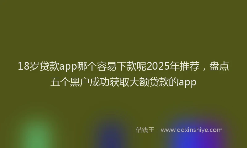 18岁贷款app哪个容易下款呢2025年推荐,盘点五个黑户成功获取大额贷款的app