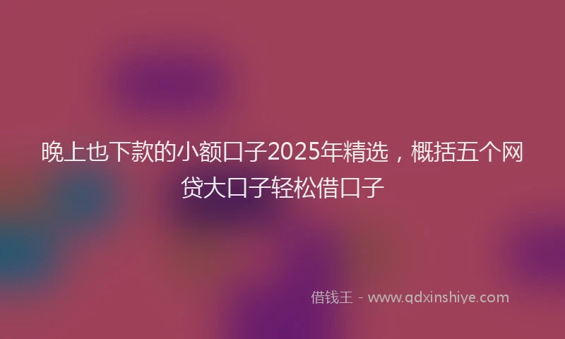 晚上也下款的小额口子2025年精选，概括五个网贷大口子轻松借口子