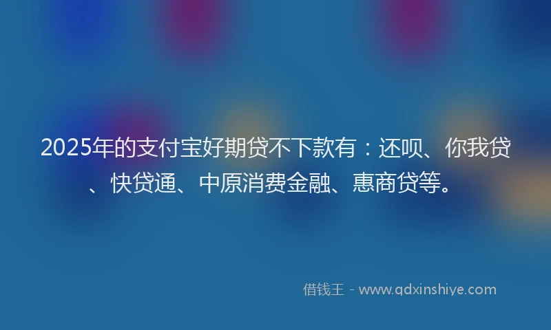 2025年的支付宝好期贷不下款有：还呗、你我贷、快贷通、中原消费金融、惠商贷等。