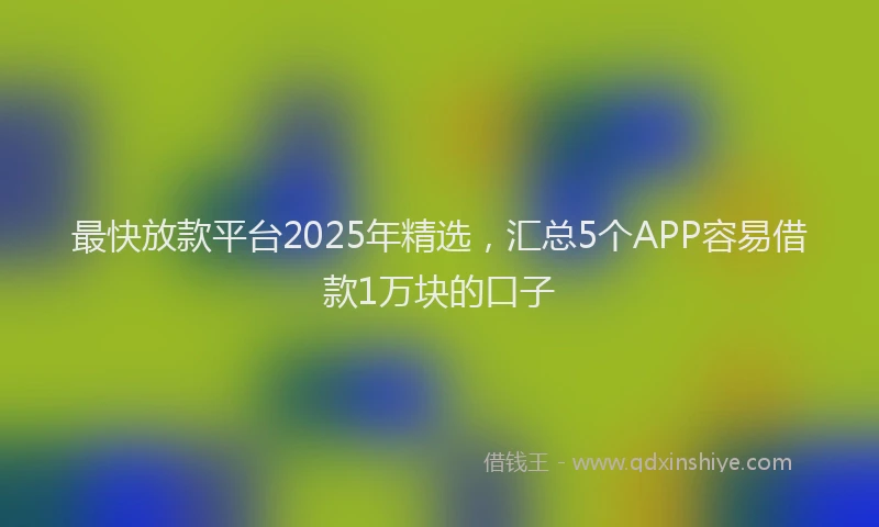 最快放款平台2025年精选，汇总5个APP容易借款1万块的口子