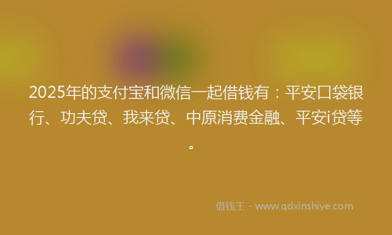 2025年的支付宝和微信一起借钱有：平安口袋银行、功夫贷、我来贷、中原消费金融、平安i贷等。
