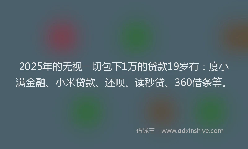 2025年的无视一切包下1万的贷款19岁有：度小满金融、小米贷款、还呗、读秒贷、360借条等。