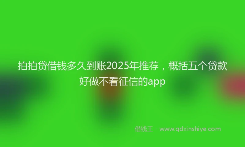 拍拍贷借钱多久到账2025年推荐，概括五个贷款好做不看征信的app