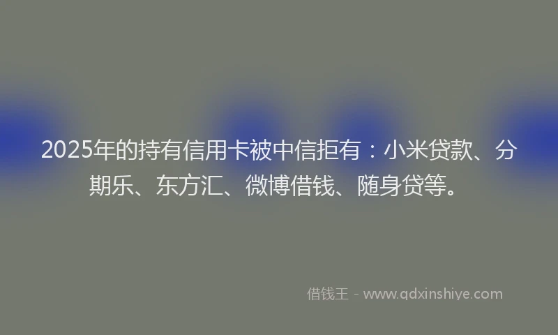 2025年的持有信用卡被中信拒有：小米贷款、分期乐、东方汇、微博借钱、随身贷等。