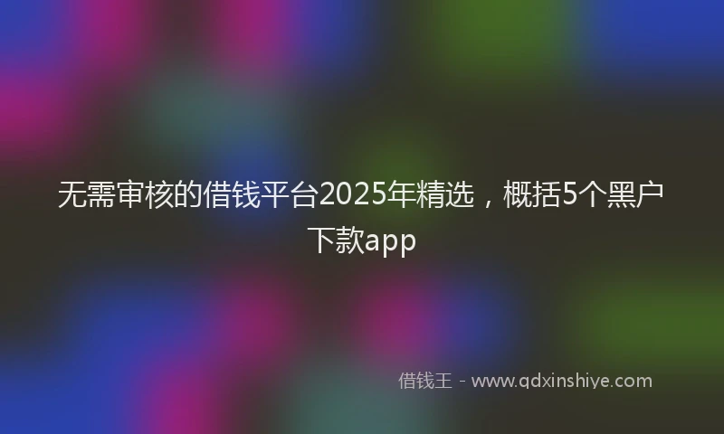 无需审核的借钱平台2025年精选，概括5个黑户下款app