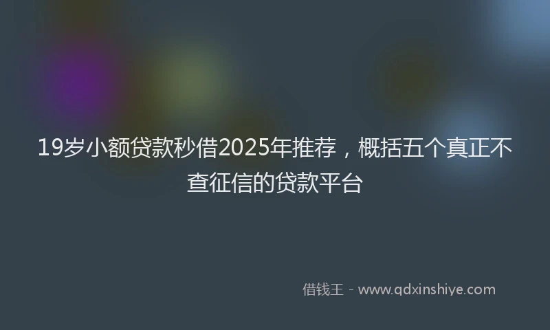 19岁小额贷款秒借2025年推荐，概括五个真正不查征信的贷款平台