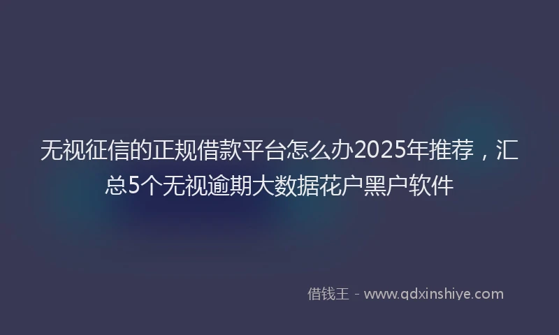 无视征信的正规借款平台怎么办2025年推荐，汇总5个无视逾期大数据花户黑户软件