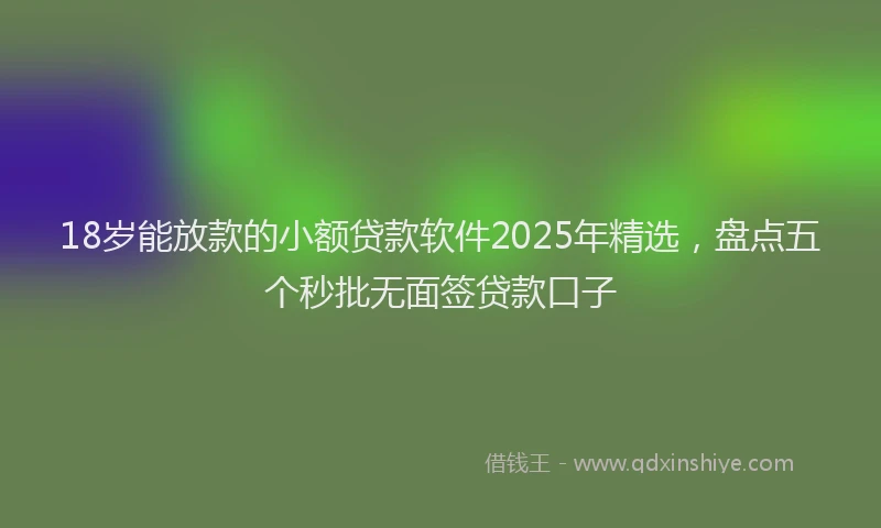 18岁能放款的小额贷款软件2025年精选，盘点五个秒批无面签贷款口子