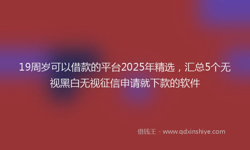 19周岁可以借款的平台2025年精选，汇总5个无视黑白无视征信申请就下款的软件