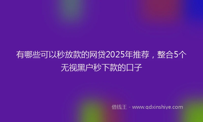 有哪些可以秒放款的网贷2025年推荐，整合5个无视黑户秒下款的口子