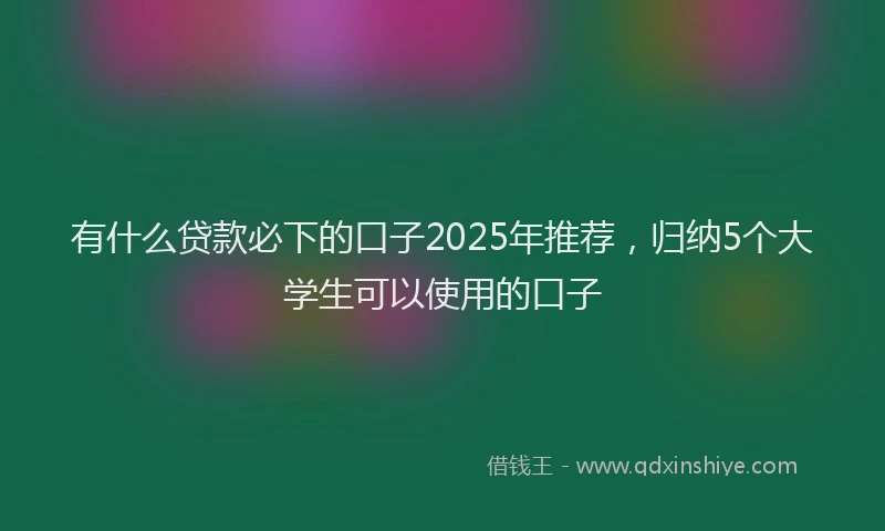 有什么贷款必下的口子2025年推荐，归纳5个大学生可以使用的口子