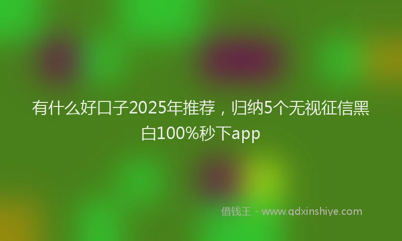 有什么好口子2025年推荐，归纳5个无视征信黑白100%秒下app