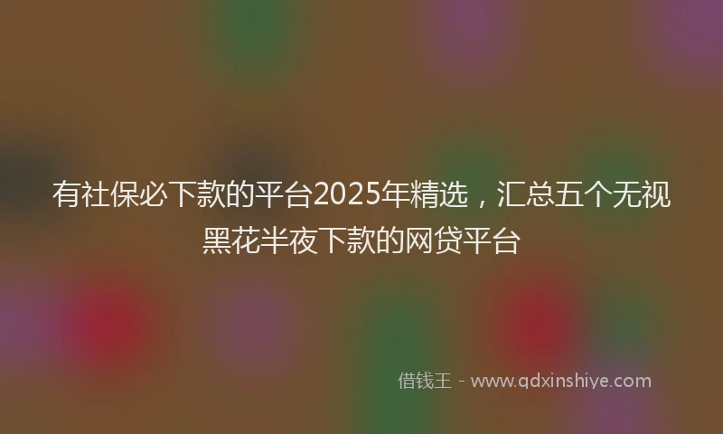 有社保必下款的平台2025年精选，汇总五个无视黑花半夜下款的网贷平台
