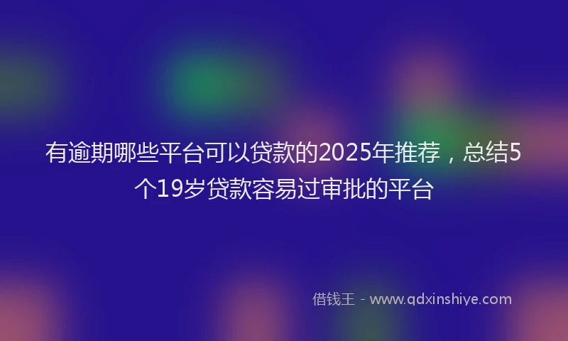 有逾期哪些平台可以贷款的2025年推荐，总结5个19岁贷款容易过审批的平台