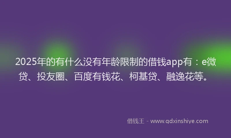 2025年的有什么没有年龄限制的借钱app有：e微贷、投友圈、百度有钱花、柯基贷、融逸花等。