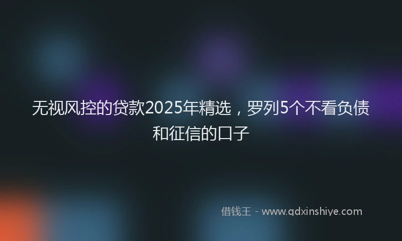 无视风控的贷款2025年精选，罗列5个不看负债和征信的口子