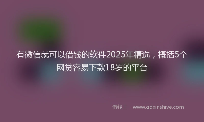 有微信就可以借钱的软件2025年精选，概括5个网贷容易下款18岁的平台