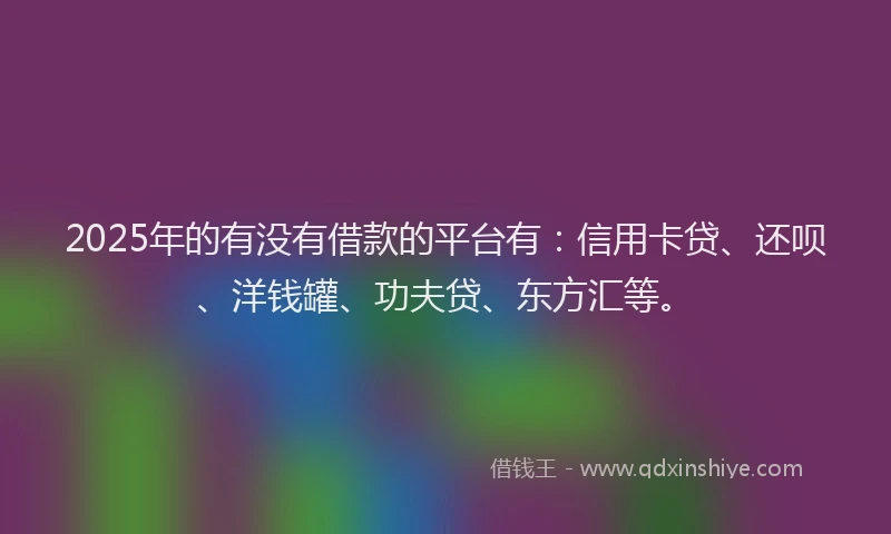 2025年的有没有借款的平台有：信用卡贷、还呗、洋钱罐、功夫贷、东方汇等。
