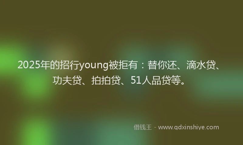 2025年的招行young被拒有：替你还、滴水贷、功夫贷、拍拍贷、51人品贷等。