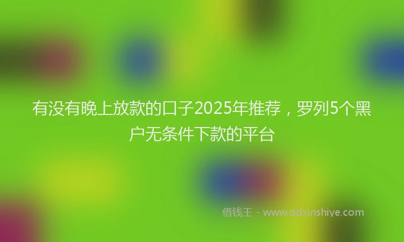 有没有晚上放款的口子2025年推荐，罗列5个黑户无条件下款的平台