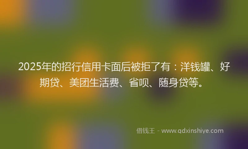 2025年的招行信用卡面后被拒了有：洋钱罐、好期贷、美团生活费、省呗、随身贷等。