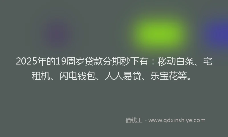 2025年的19周岁贷款分期秒下有：移动白条、宅租机、闪电钱包、人人易贷、乐宝花等。