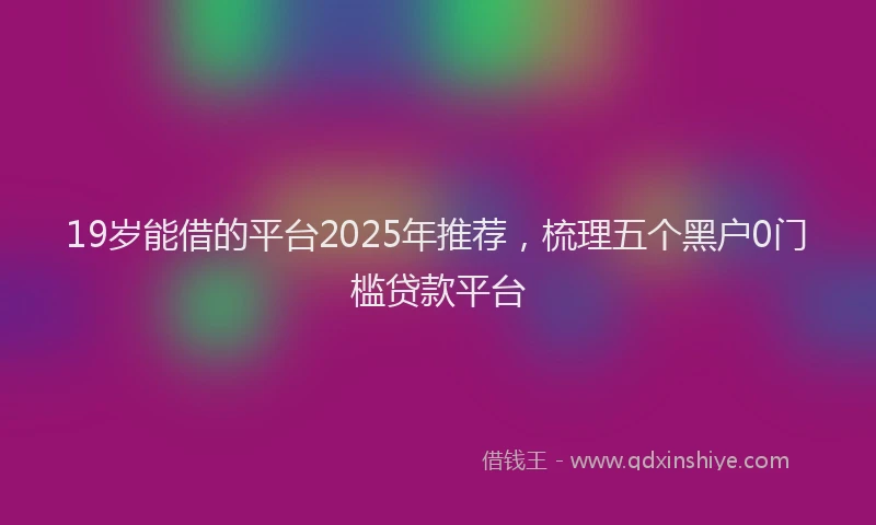 19岁能借的平台2025年推荐，梳理五个黑户0门槛贷款平台