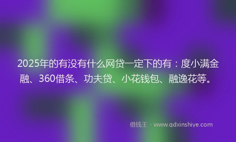 2025年的有没有什么网贷一定下的有：度小满金融、360借条、功夫贷、小花钱包、融逸花等。