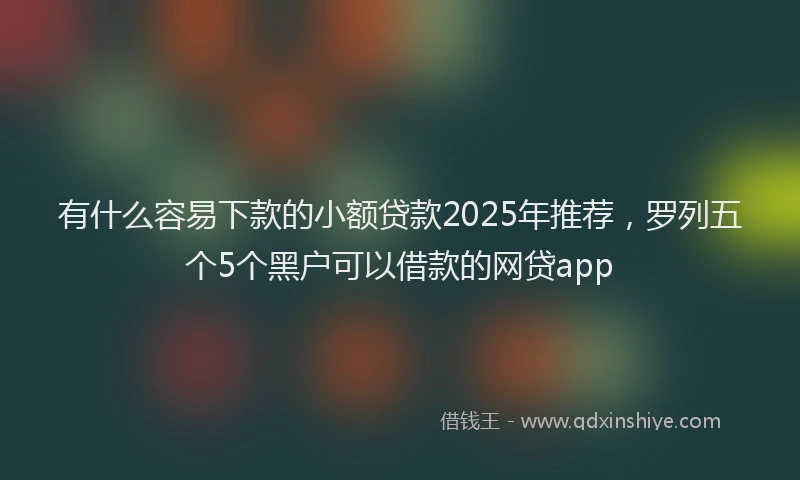 有什么容易下款的小额贷款2025年推荐，罗列五个5个黑户可以借款的网贷app