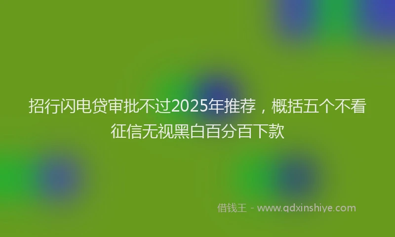 招行闪电贷审批不过2025年推荐，概括五个不看征信无视黑白百分百下款