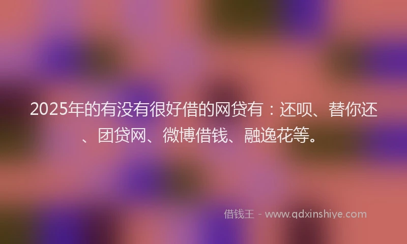 2025年的有没有很好借的网贷有：还呗、替你还、团贷网、微博借钱、融逸花等。
