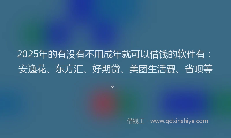 2025年的有没有不用成年就可以借钱的软件有：安逸花、东方汇、好期贷、美团生活费、省呗等。