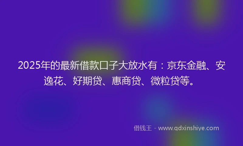 2025年的最新借款口子大放水有：京东金融、安逸花、好期贷、惠商贷、微粒贷等。