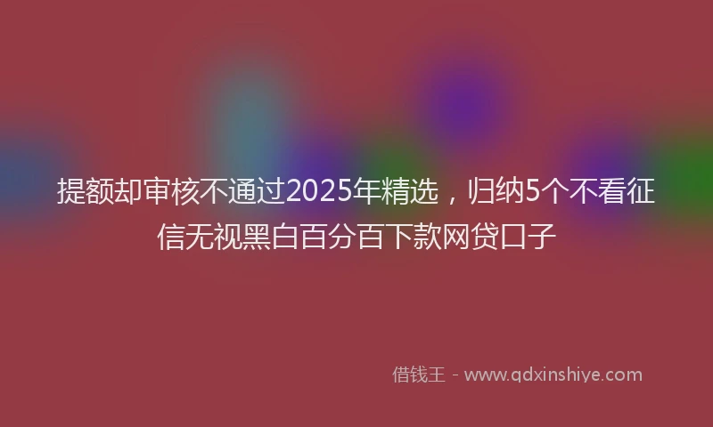 提额却审核不通过2025年精选，归纳5个不看征信无视黑白百分百下款网贷口子