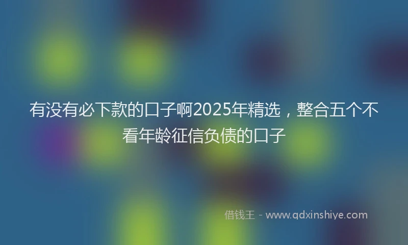 有没有必下款的口子啊2025年精选，整合五个不看年龄征信负债的口子