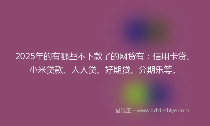 2025年的有哪些不下款了的网贷有:信用卡贷、小米贷款、人人贷、好期贷、分期乐等。