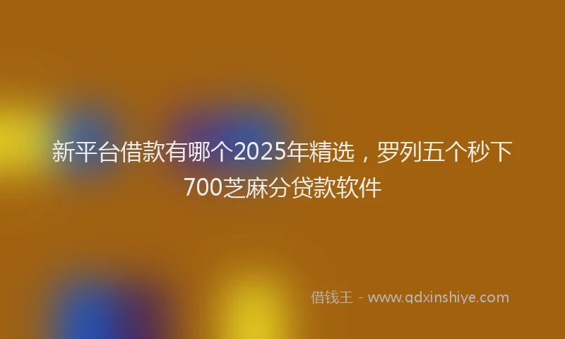 新平台借款有哪个2025年精选，罗列五个秒下700芝麻分贷款软件