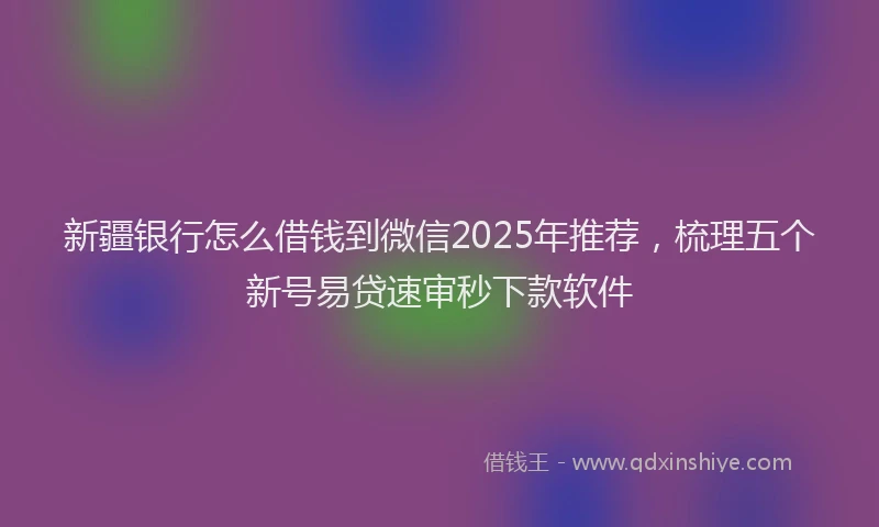 新疆银行怎么借钱到微信2025年推荐，梳理五个新号易贷速审秒下款软件