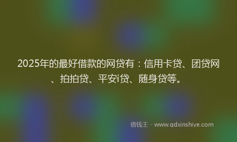 2025年的最好借款的网贷有：信用卡贷、团贷网、拍拍贷、平安i贷、随身贷等。