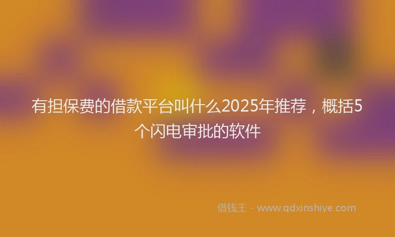 有担保费的借款平台叫什么2025年推荐，概括5个闪电审批的软件